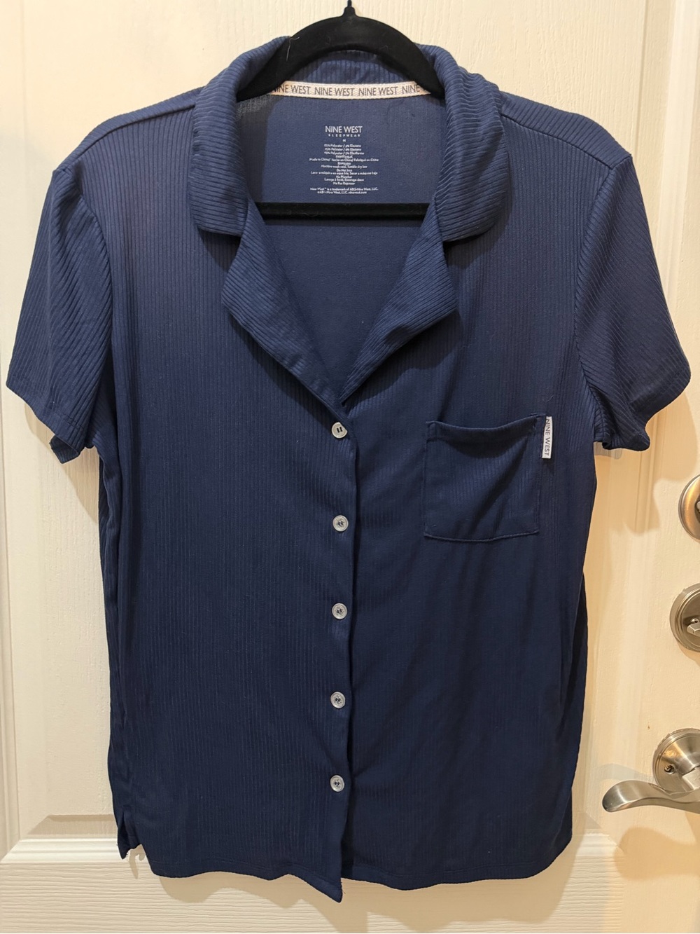 Nine West Soft Ribbed Button Sleep Shirt, M